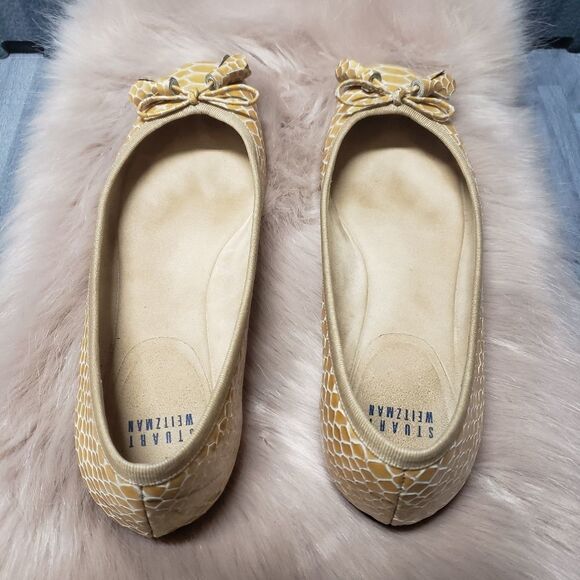 Stuart Weitzman snake embossed Flat Ballet tassel - Picture 3 of 5